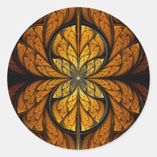 Glühende Feathers Fraktal Art Runder Aufkleber (Vorderseite)