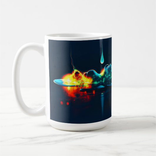 Glühende Flüssigkeitstropfen Kaffeetasse (Links)