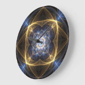 Glühende Fraktal- und Blu-Energie-Uhr Große Wanduhr (Winkel)