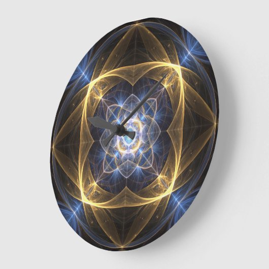Glühende Fraktal- und Blu-Energie-Uhr Große Wanduhr (Winkel)