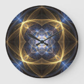 Glühende Fraktal- und Blu-Energie-Uhr Große Wanduhr (Vorderseite)
