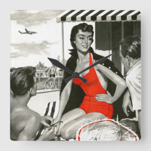 Glühende Frau Quadratische Wanduhr