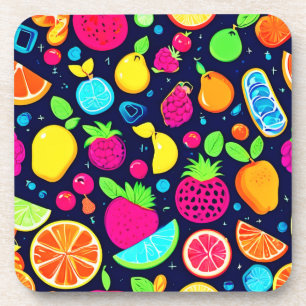 Glühende Frucht Mosaik Design Getränkeuntersetzer