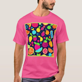 Glühende Frucht Mosaik Design T-Shirt