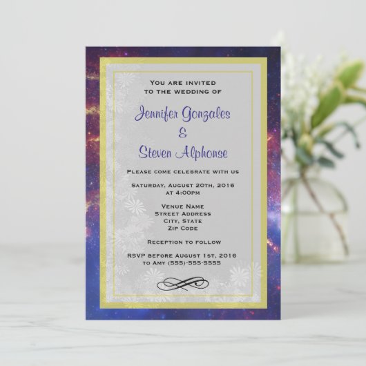 Glühende Galaxie im Weltraum Einladung (Stehend Vorderseite)