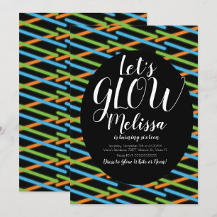 Glühende Geburtstagskonfetti Neon-Glow in the Dark Einladung