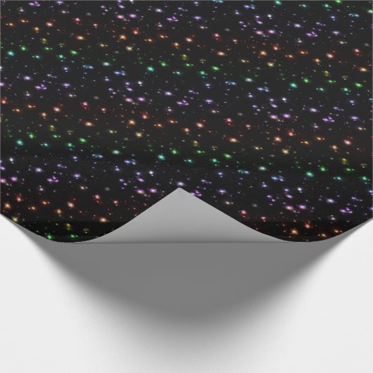 Glühende glänzende Regenbogen-Sterne im Raum Geschenkpapier (Ecke)