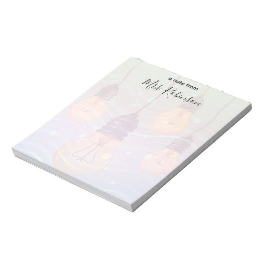 Glühende Glühbirnen ändern Anpassbare Lehrer Notizblock (Rotiert)