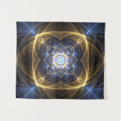 Glühende Gold Blue Fraktal Energy Tapestry Wandteppich (Vorderseite (Horizontal))
