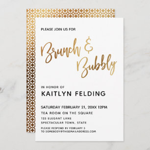 Glühende Gold Ombre Brunch & Bubbly Typografie Einladung