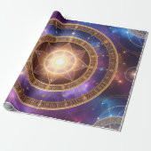 Glühende goldene kosmische Kartenverschenkung Geschenkpapier (Ungerollt)