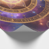 Glühende goldene kosmische Kartenverschenkung Geschenkpapier (Ecke)