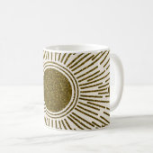 Glühende goldene Sonne, Vintage Strahlen. Kaffeetasse (VorderseiteRechts)