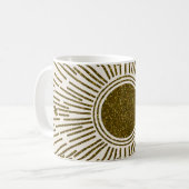 Glühende goldene Sonne, Vintage Strahlen. Kaffeetasse (Vorderseite Links)