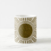 Glühende goldene Sonne, Vintage Strahlen. Kaffeetasse (Mittel)