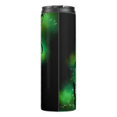 Glühende grüne Schmetterlinge Thermosbecher (Rückseite)