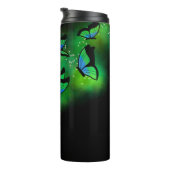 Glühende grüne Schmetterlinge Thermosbecher (Nach rechts gedreht)
