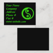 Glühende grüne Yin Yang Visitenkarte (Vorne/Hinten)
