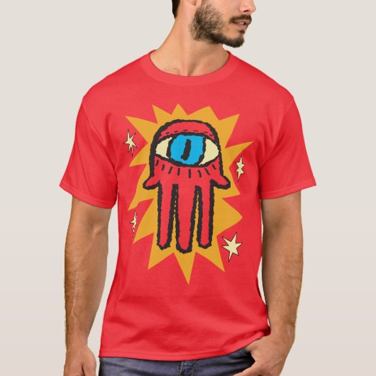 Glühende Hamsa Hand des Gott-bösen Blicks T-Shirt (Vorderseite)