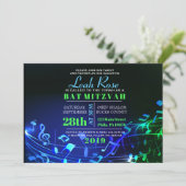 Glühende hebräische Briefe und Anmerkungen Bat Mit Einladung (Stehend Vorderseite)