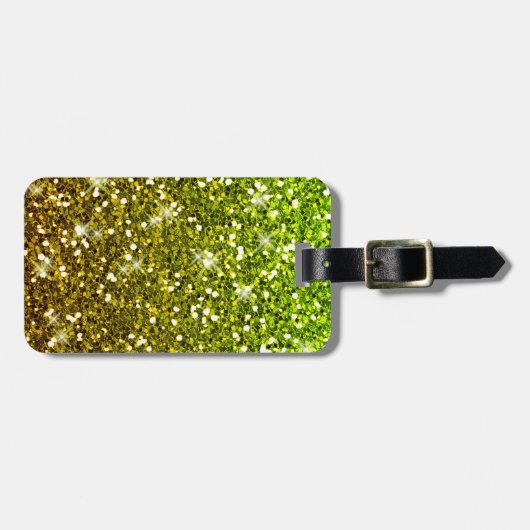 Glühende hellgrüne Glitzer Gepäckanhänger (Vorderseite horizontal)