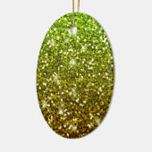 Glühende hellgrüne Glitzer Keramik Ornament (Links)
