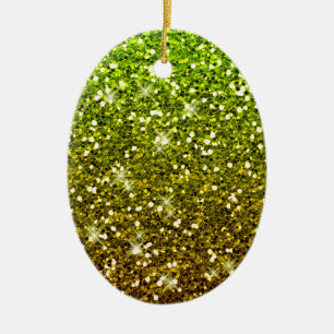 Glühende hellgrüne Glitzer Keramik Ornament
