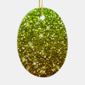 Glühende hellgrüne Glitzer Keramik Ornament (Hinten)