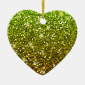 Glühende hellgrüne Glitzer Keramikornament (Vorne)