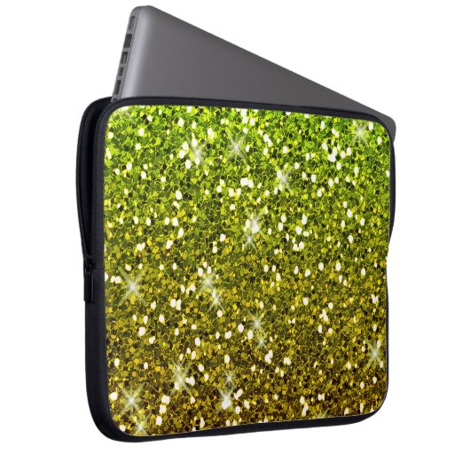 Glühende hellgrüne Glitzer Laptopschutzhülle (Vorne Rechts)