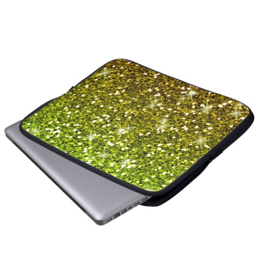 Glühende hellgrüne Glitzer Laptopschutzhülle (Vorne Knopf)