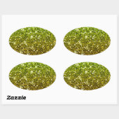 Glühende hellgrüne Glitzer Ovaler Aufkleber (Blatt)