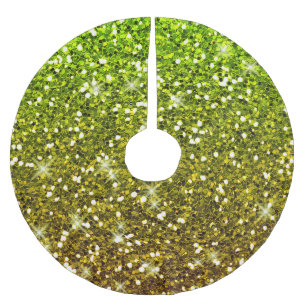 Glühende hellgrüne Glitzer Polyester Weihnachtsbaumdecke