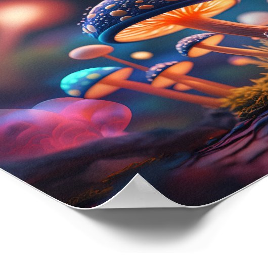 Glühende Indigo-Pilze Poster (Ecke)