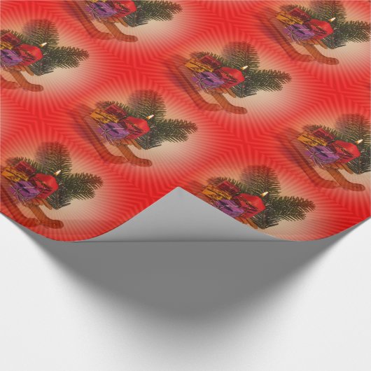Glühende Kerze mit Weihnachtsgeschenk Geschenkpapier (Ecke)