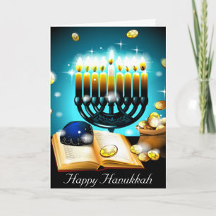 Glühende Kerzen Hanukkah Cherish Segnungen Feiertagskarte