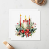 "Glühende Kerzen & Stille Nacht: Weihnachten Mitteilungskarte (Vorderseite/Rückseite Beispiel)