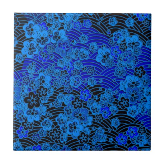 Glühende Kirschblüte Fliese (Vorderseite)