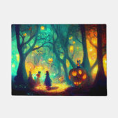 Glühende Kürbis in Spooky Forest Halloween Fußmatte (Vorderseite)