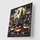 Glühende Kürbis unter Vollmond Quadratische Wanduhr (Winkel)