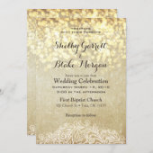 Glühende Lichter Burlap & Lace Country Chic Einladung (Vorne/Hinten)