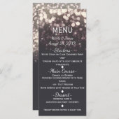 Glühende Lichter Romantisches Graues Modernes Glam Menükarte (Vorne/Hinten)