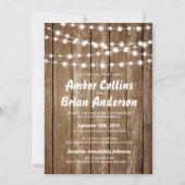 Glühende Lichter Rustikale Barnholz-Country Hochze Einladung (Vorderseite)