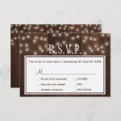 Glühende Lichter rustikale Scheunenholz Hochzeit R RSVP Karte (Vorne/Hinten)