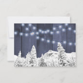 Glühende Lichter Winter Scheunenholz Hochzeit Rsvp Karte (Rückseite)