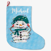 Glühende Lichter Winterwunder Schneemann Weihnacht Großer Weihnachtsstrumpf (Vorderseite)
