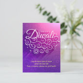 Glühende Lila blühend Ornament Happy Diwali Postkarte (Stehend Vorderseite)