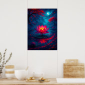 Glühende Lotus-Blume unter Moonlight Fantasy Poster (Küche)