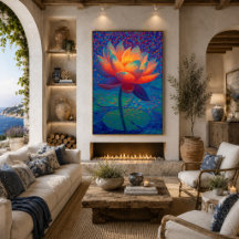 Glühende Lotusblumen-Pointillismus-Kunst