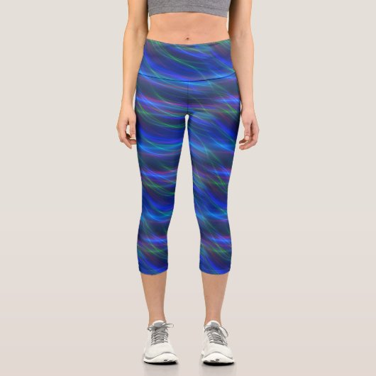 Glühende mehrfarbige Rays Capri Leggings (Vorderseite)